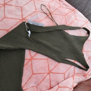 Long Green Open Back Dress